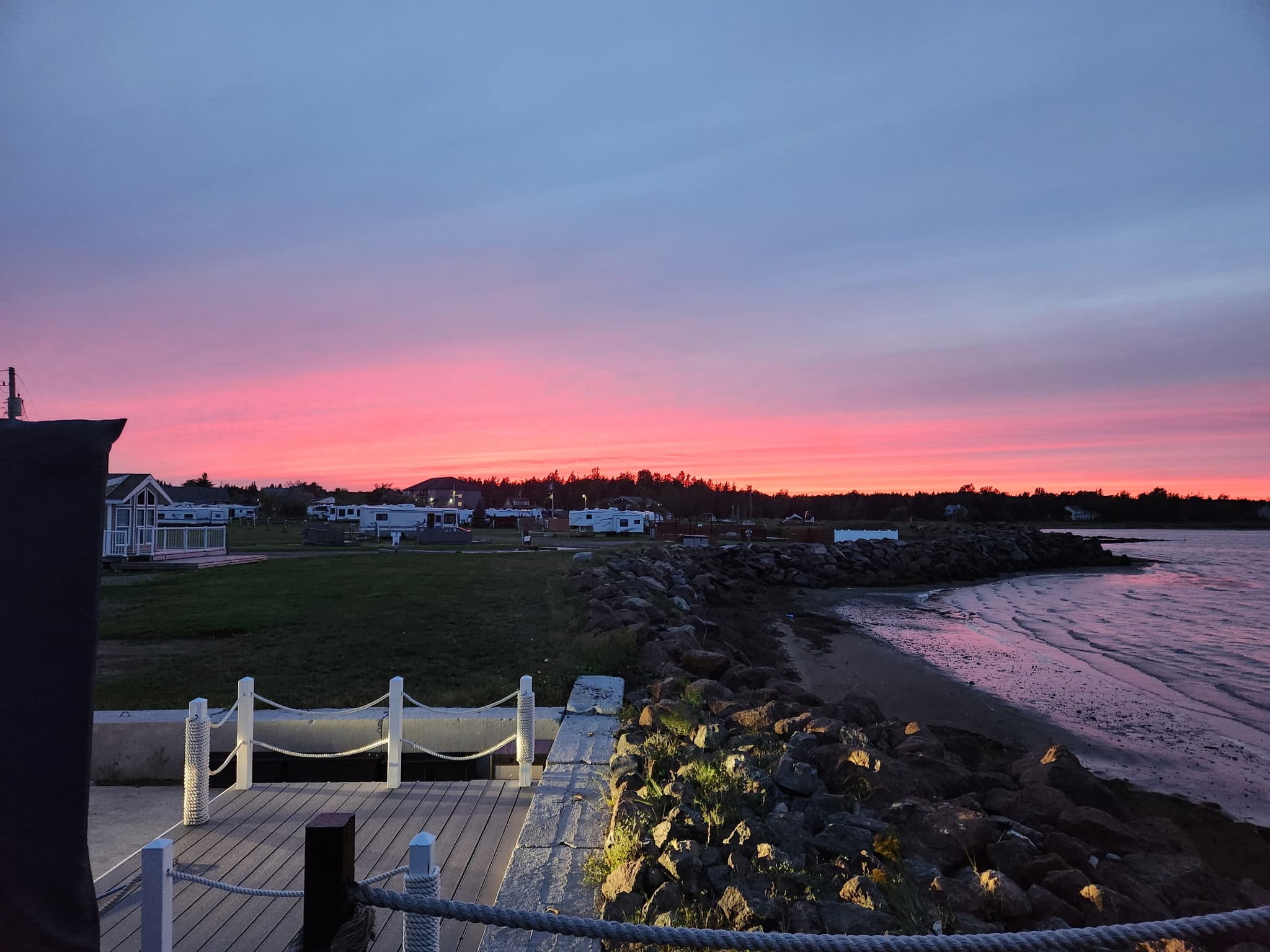 Sunset over the ocean at Wishing Star Camping in Shediac, New Brunswick
